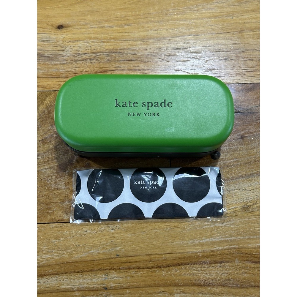 KATE SPADE Hello Sunshine Sunglass Hard Case Clam Shell Green Dust Cloth